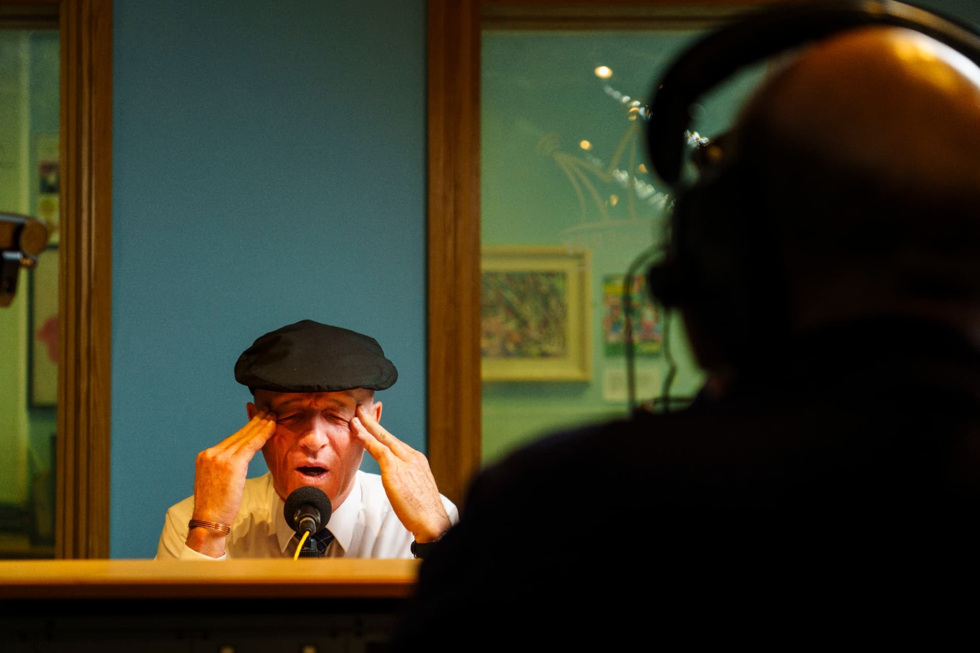Michael Healy-Rae in a radio studio during an interview