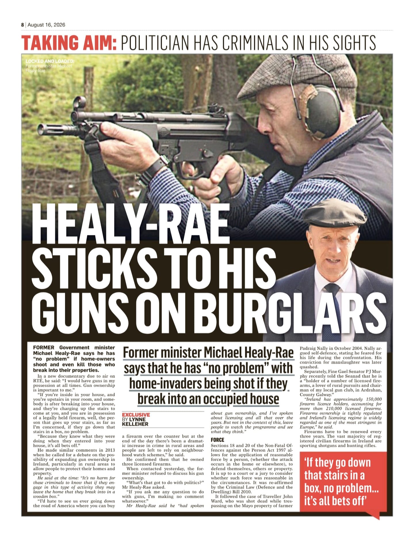 16 August 2026 — “Healy-Rae sticks to his guns on burglars”